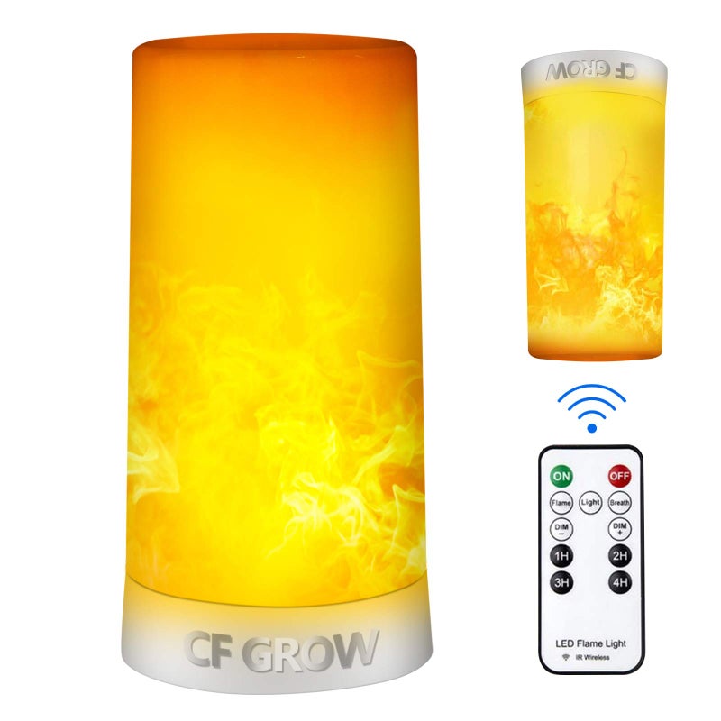 CFGROW LED Flame Effect Light, USB Rechargeable Outdoor Flame Table Lamp Waterproof Dimmable 4 Modes Lantern with Gravity Sensing Effect IR Wireless Remote&Timer, For Halloween Room Party Bar Decor - Image 1